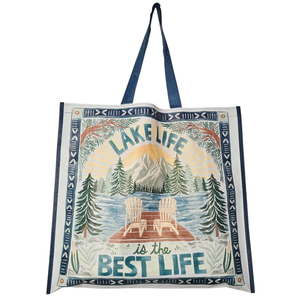Lake Life Best Mountains Trees Forest Adirondack Chairs Gift Shopping Bag TJMaxx